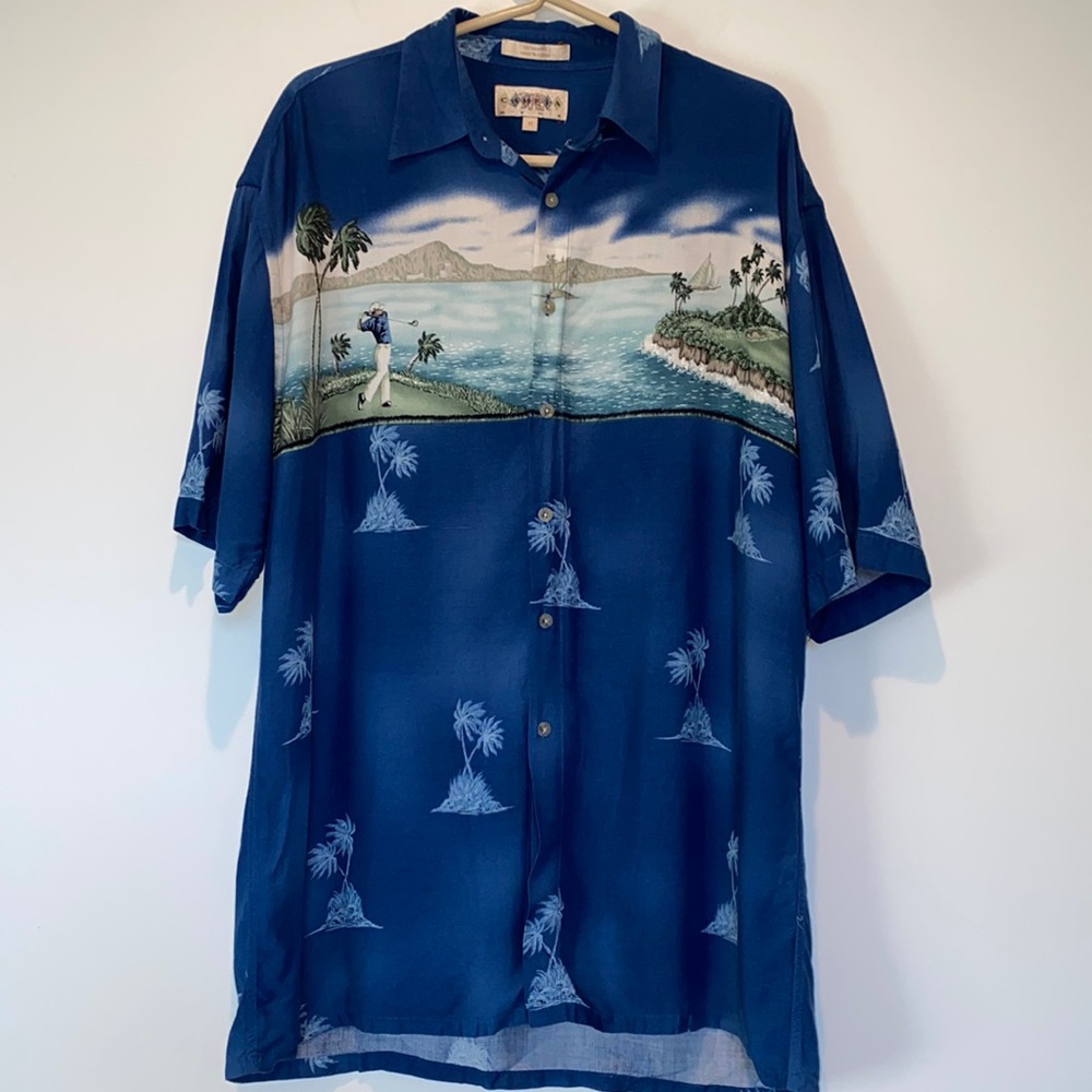 Vintage Campia Hawaiian Golf Button-Up Shirt, Size M